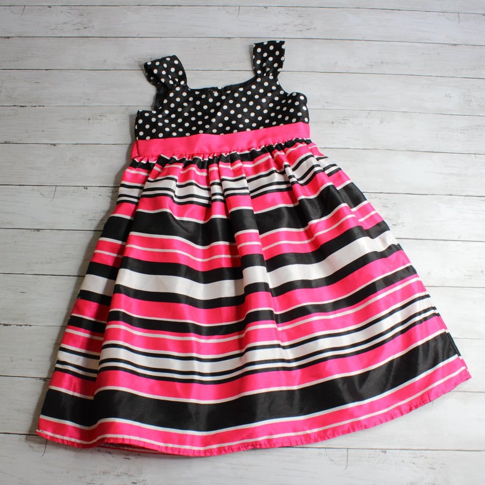 Brooke Lindsay Girl Dress Size 8 Pink Black White